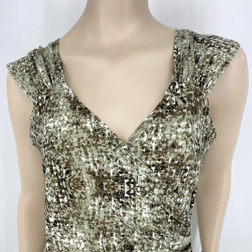 Dusak Faux Wrap Ruche Waist Knee Length Dress Sz M - Picture 8 of 12
